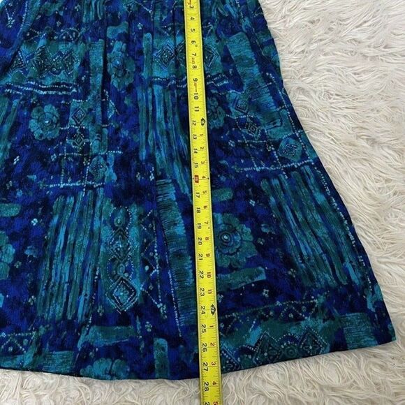 Michael Taylor Vintage Women Plus Size 2X Blue Abstract Boho Midi Skirt Peasant - Picture 6 of 12